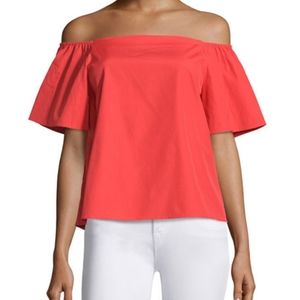 Alice + Olivia "Christy" poplin top (color=Poppy)
